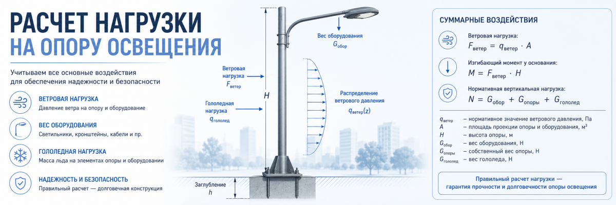 Расчет нагрузки на опору освещения